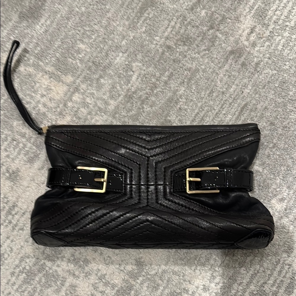 Black Quilted Leather Clutch